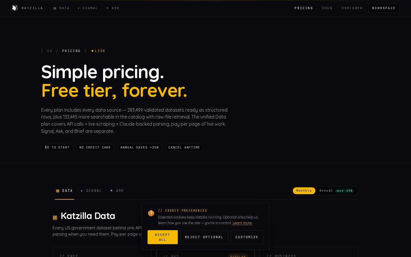 Katzilla Pricing