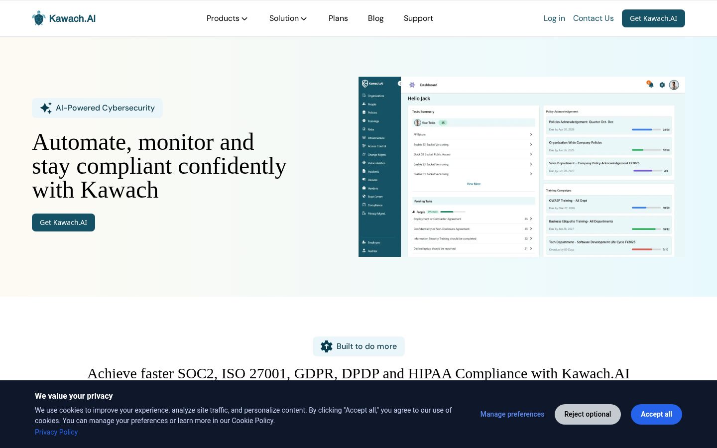 KAWACH.AI Homepage