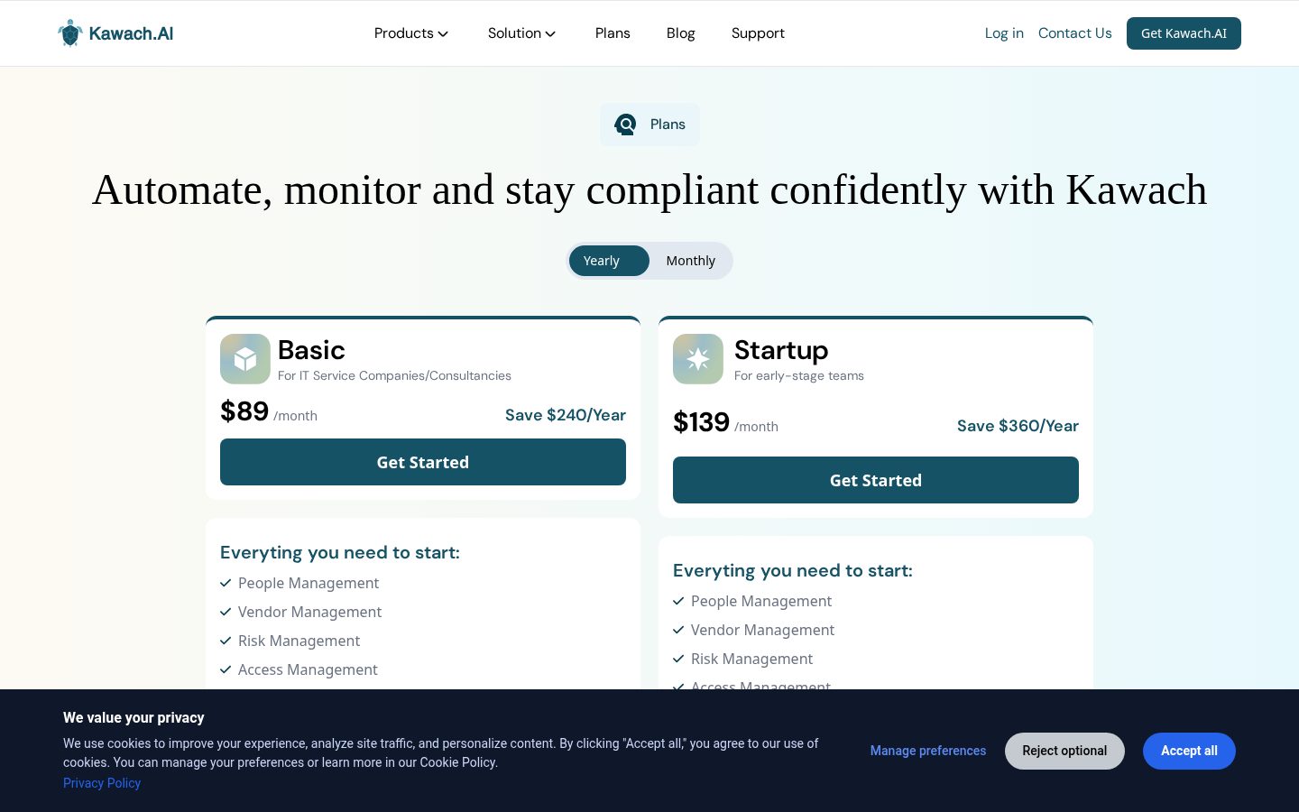 KAWACH.AI Pricing