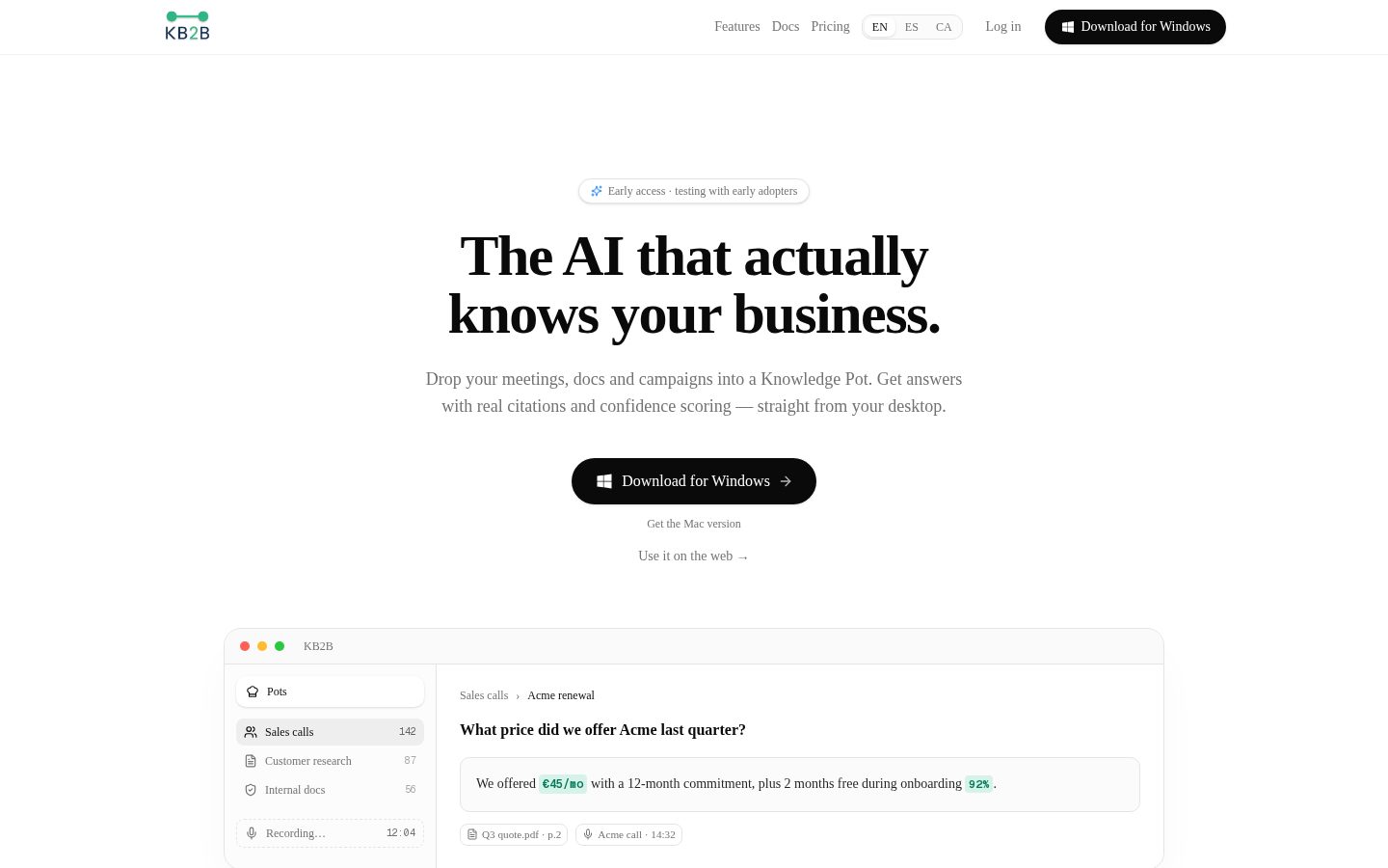 KB2B Homepage
