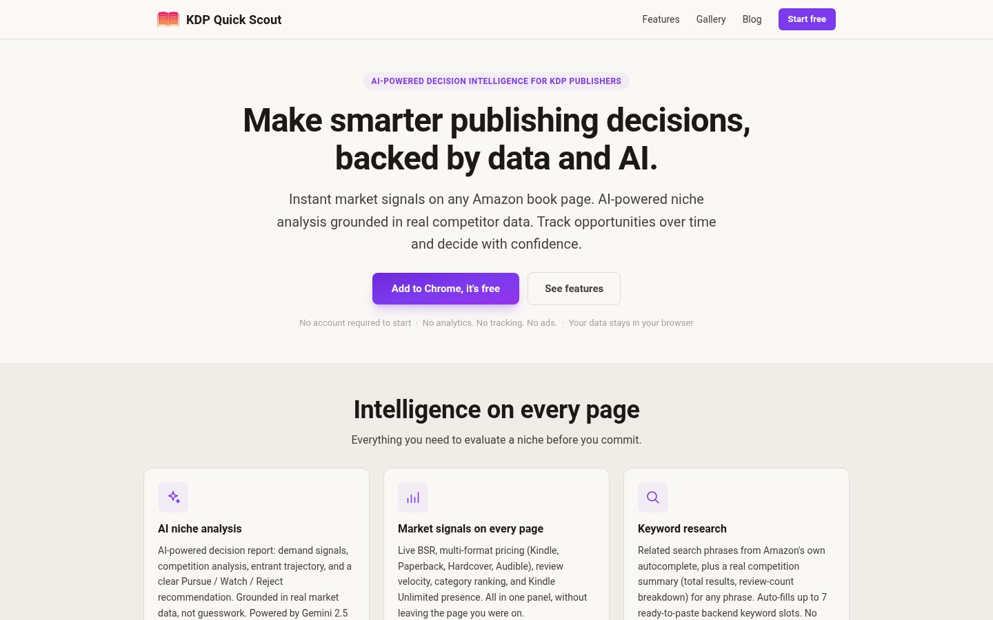 KDP Quick Scout Homepage