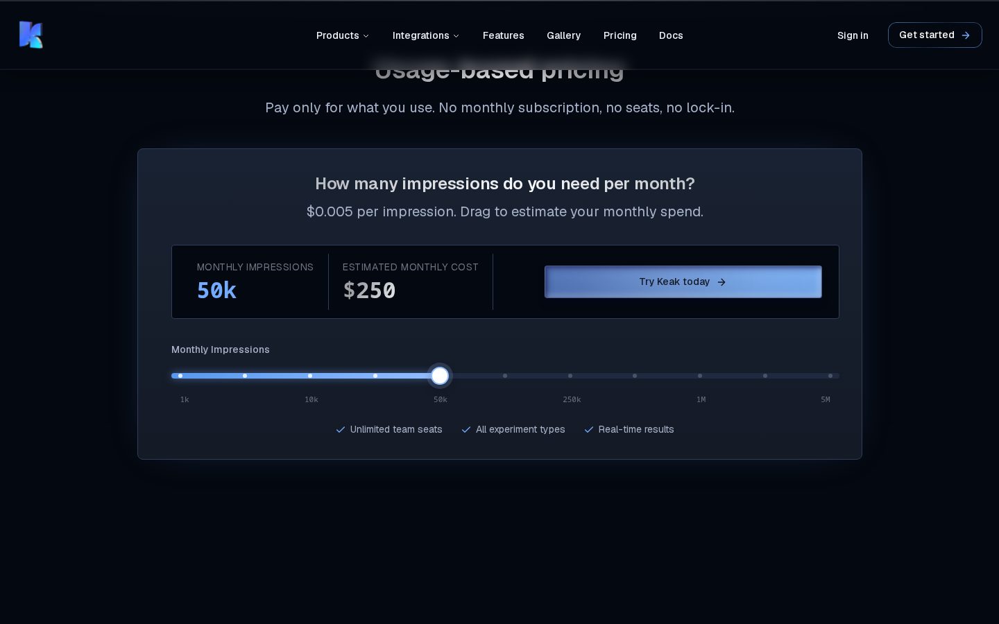 Keak Pricing