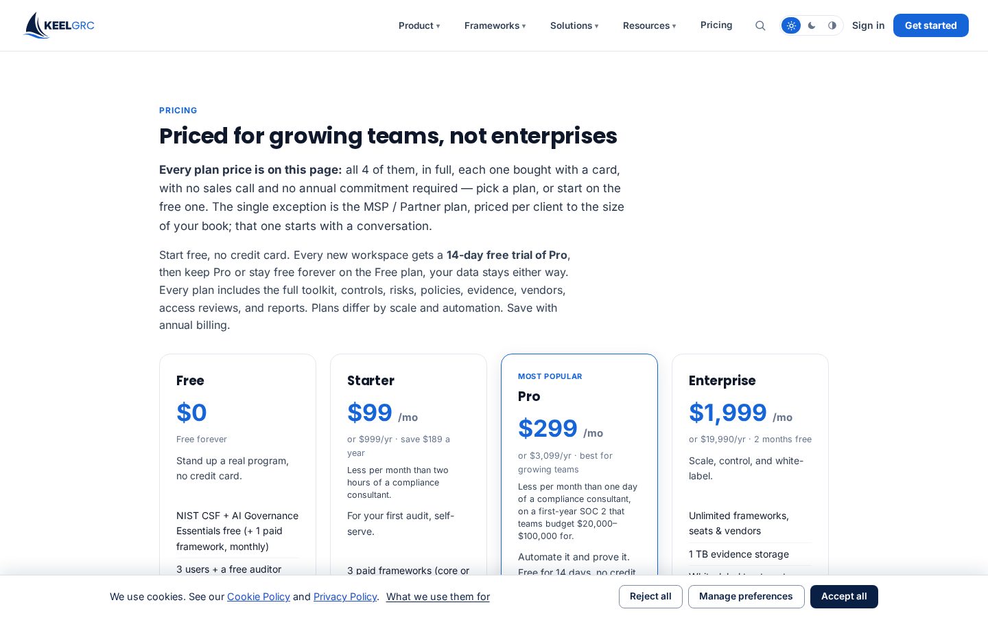 Keel GRC Pricing