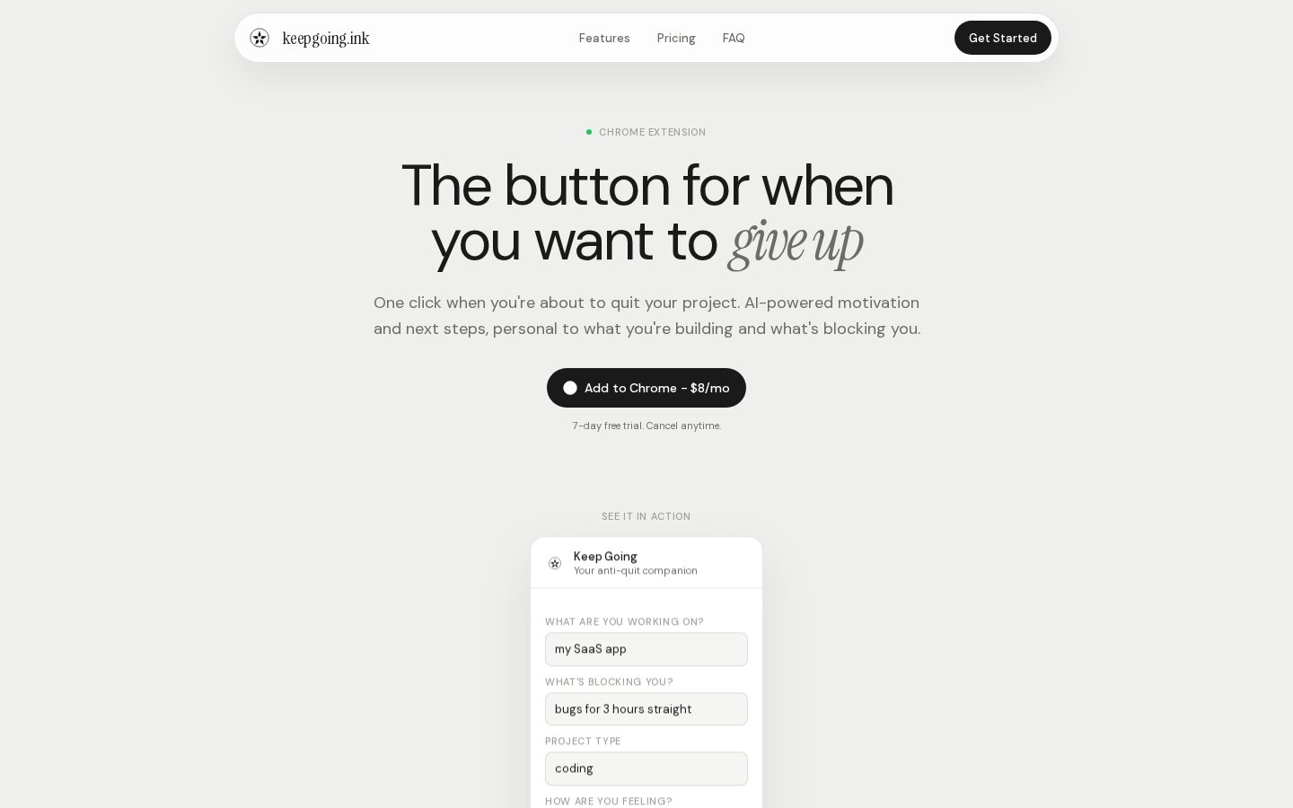 Keep Going Homepage