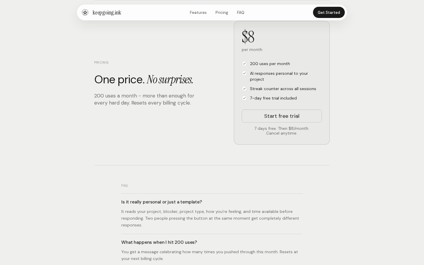 Keep Going Pricing