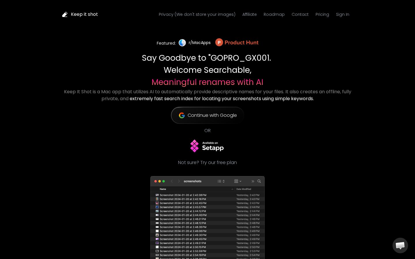 Keep It Shot Homepage