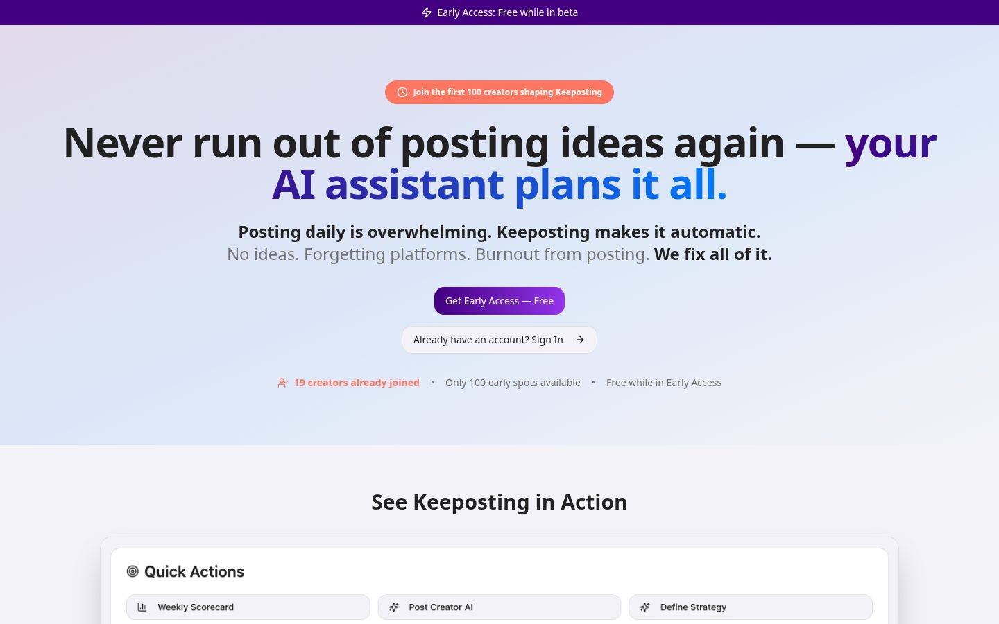 Keeposting Homepage