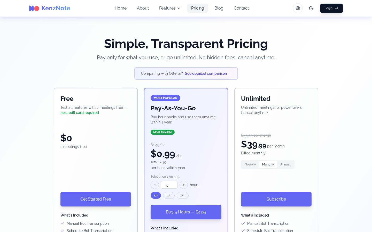 KenzNote Pricing