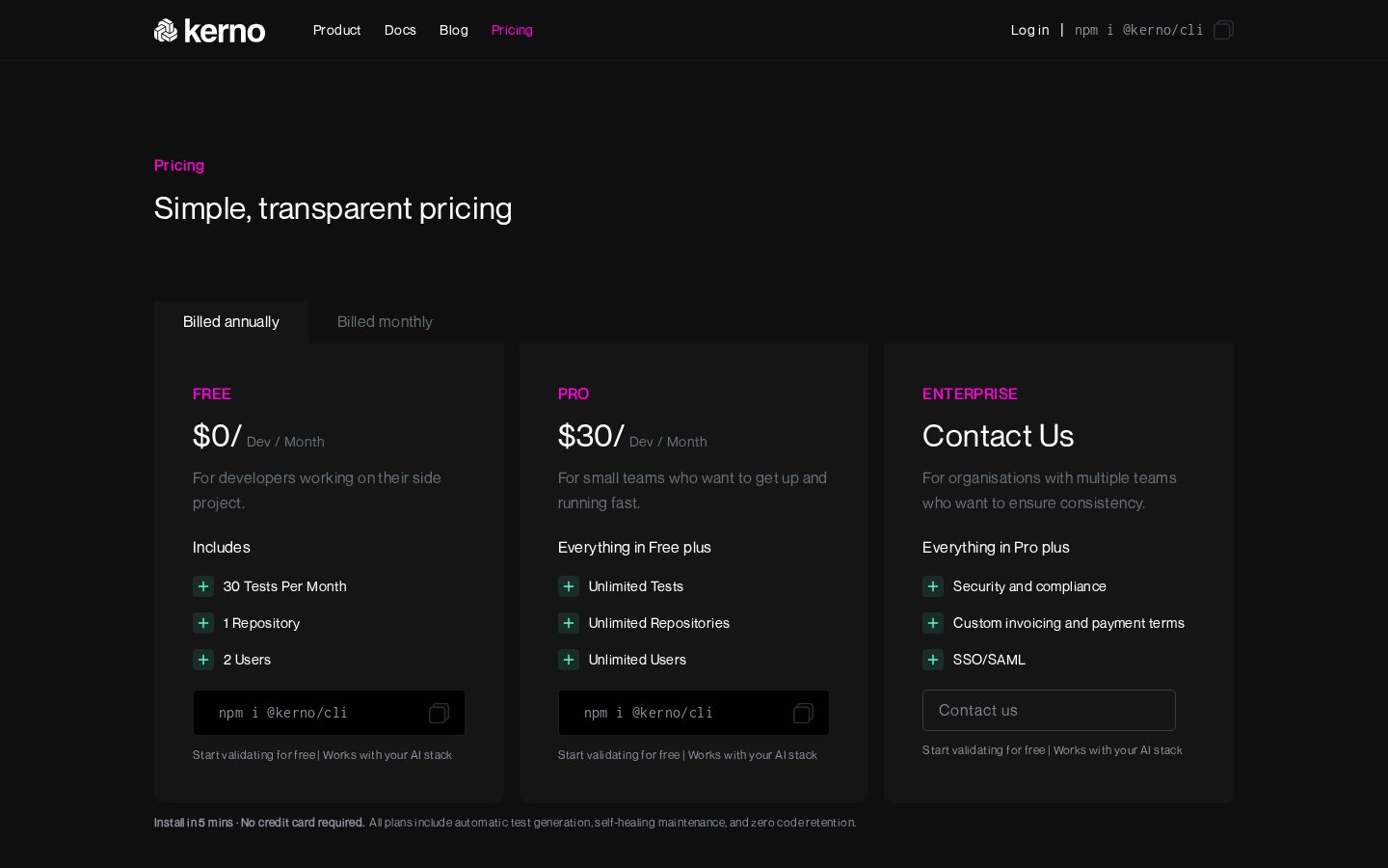 Kerno Pricing