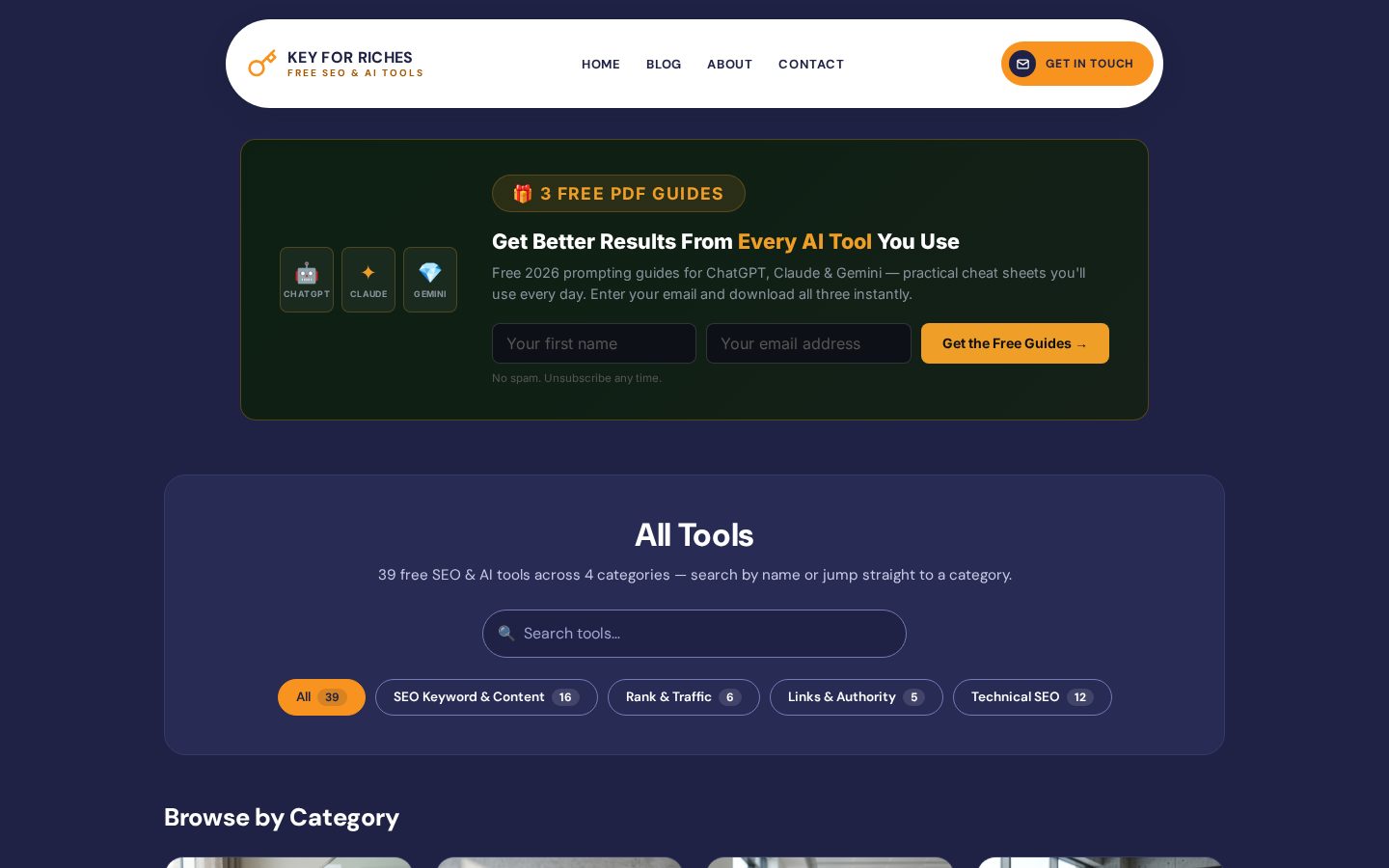 Key For Riches Homepage