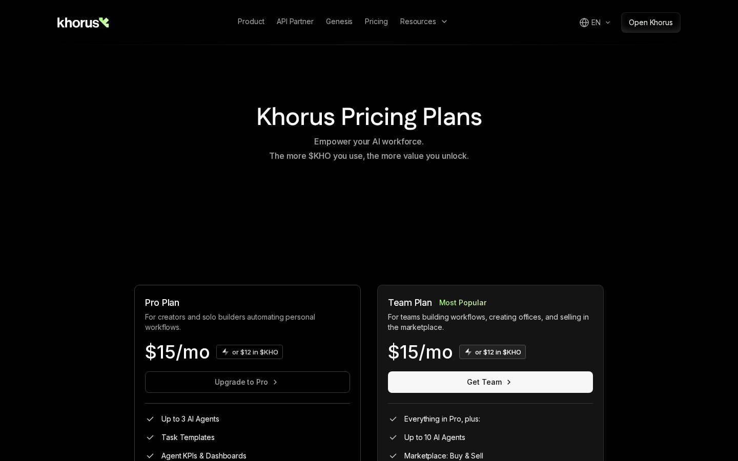 Khorus Pricing