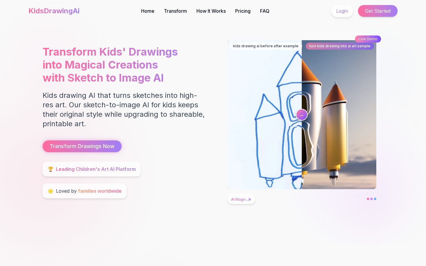 Kids Drawing AI Homepage