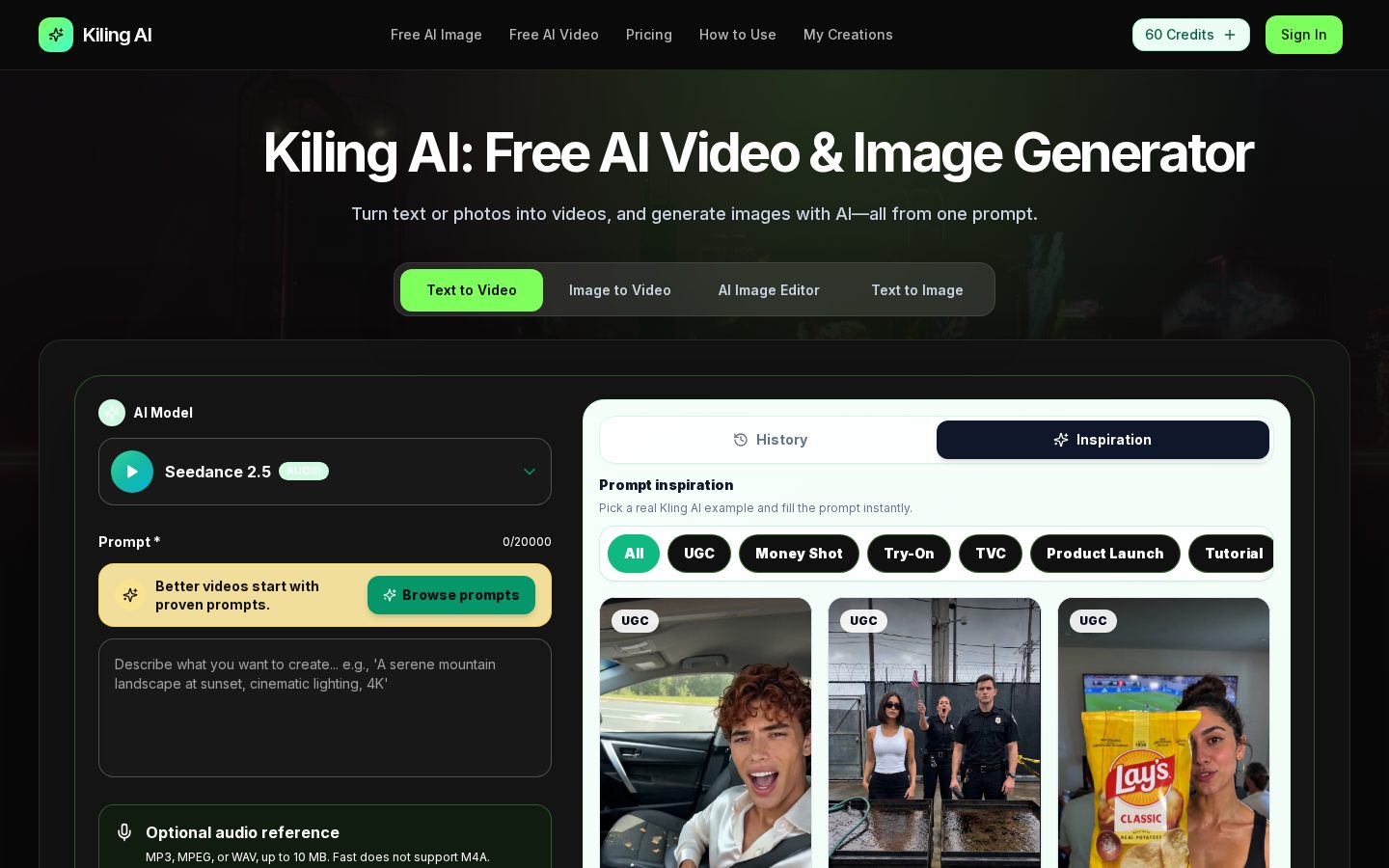 Kiling AI Homepage
