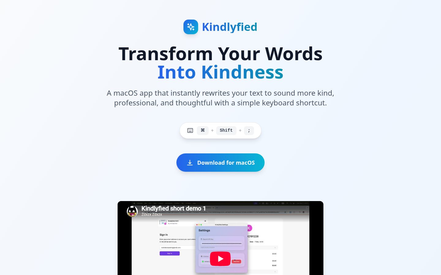 Kindlyfied Homepage