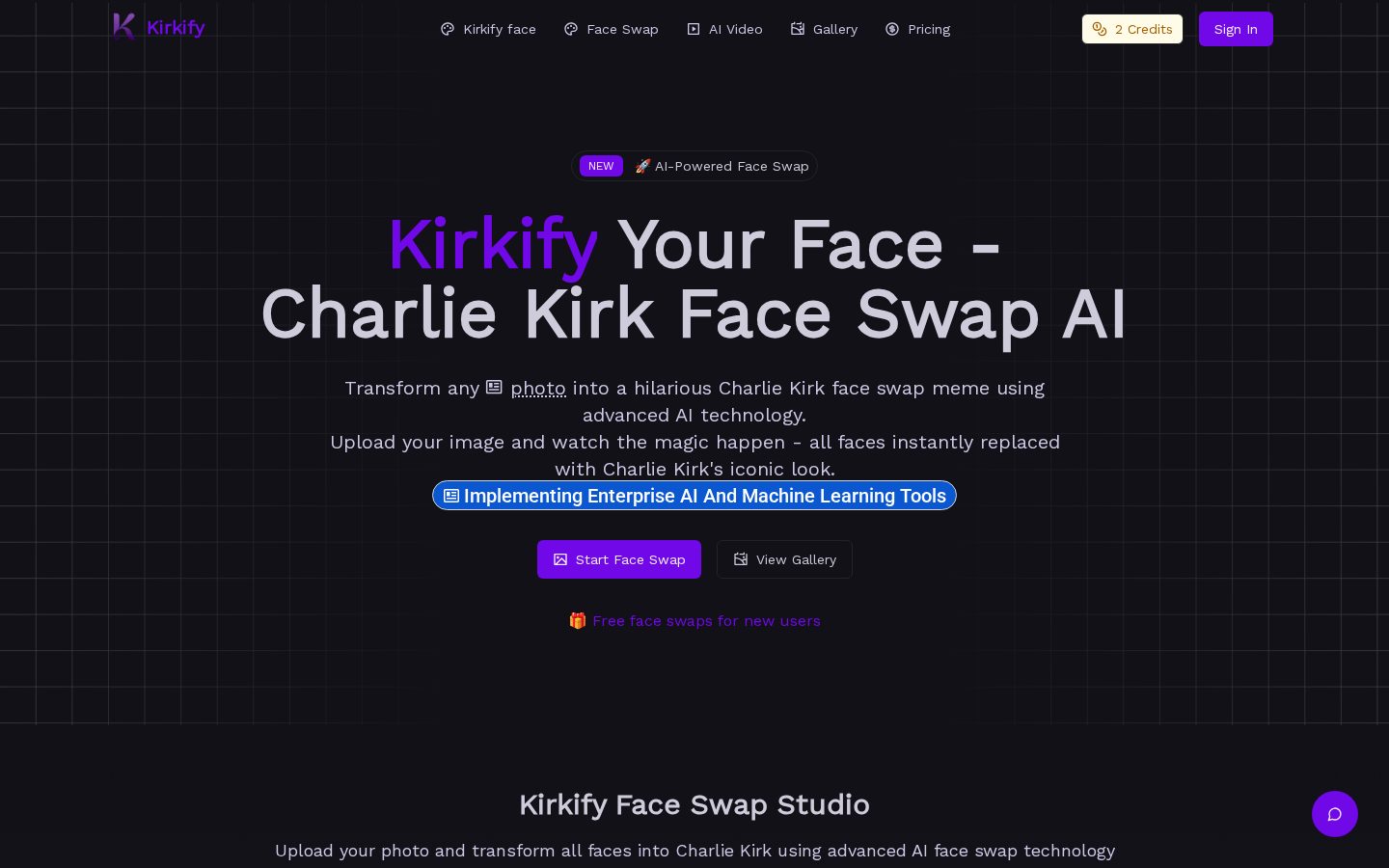 Kirkify - Charlie Kirk Face Swap AI Homepage