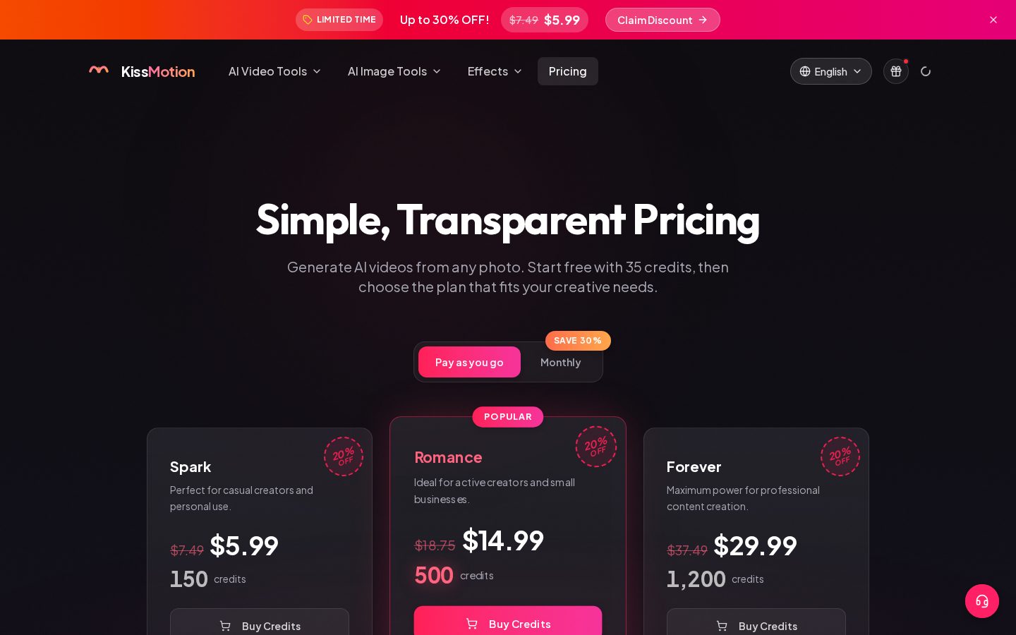 KissMotion Pricing