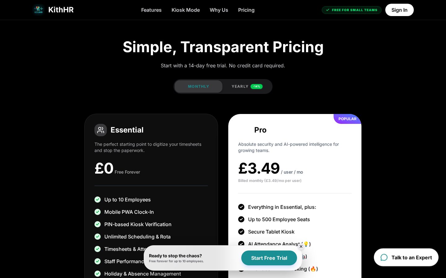 KithHR Pricing