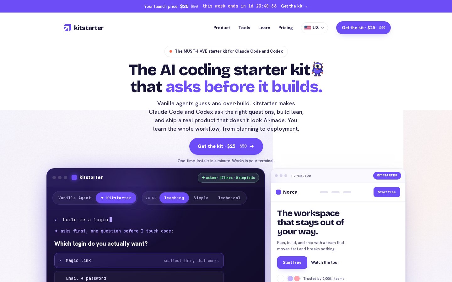 Kitstarter Homepage