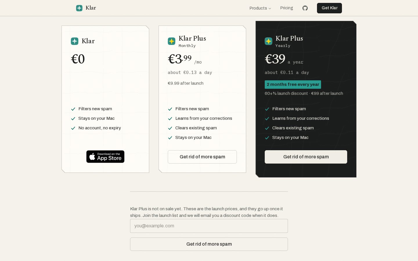 Klar Pricing