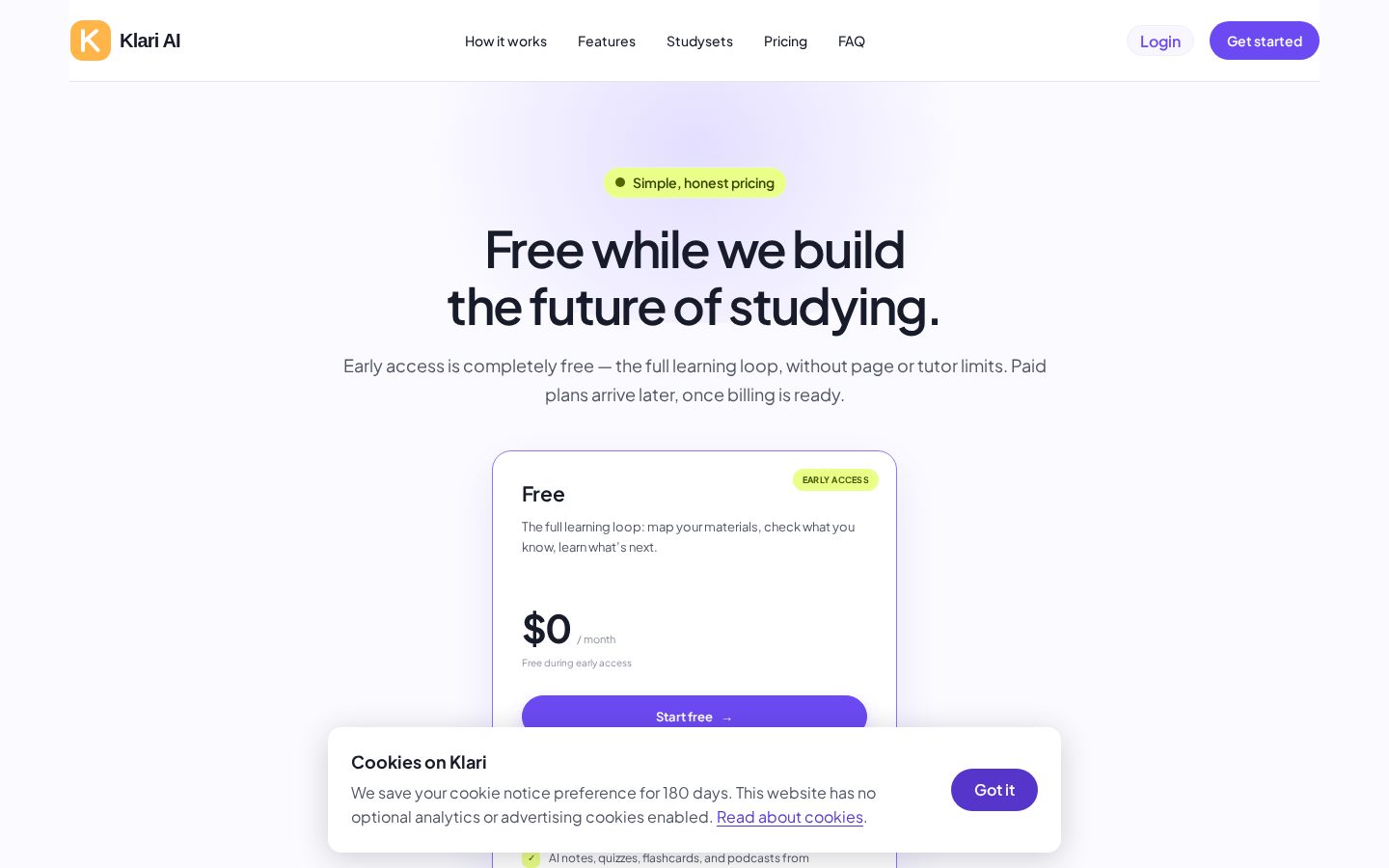 Klari AI Pricing