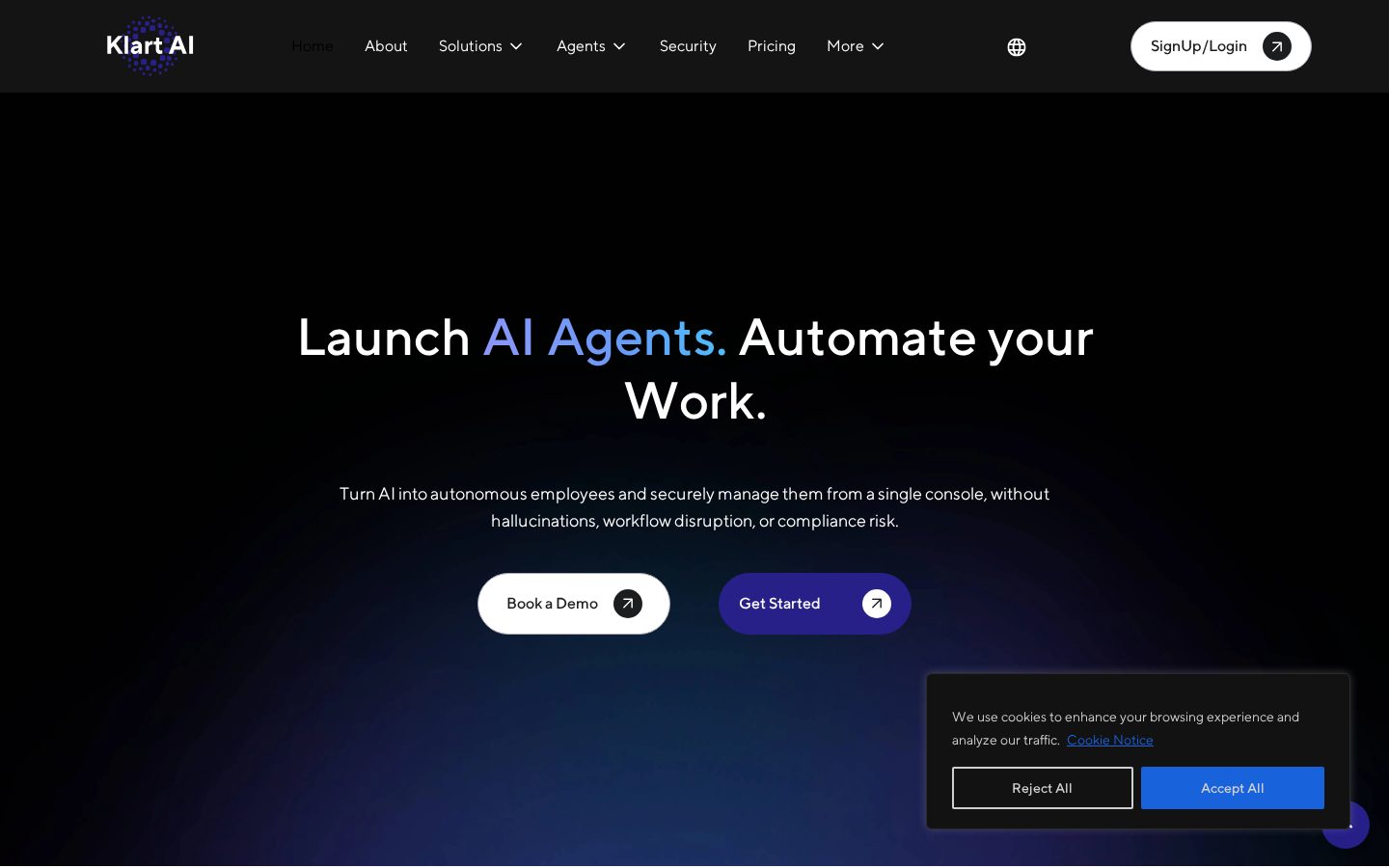 Klart AI Homepage