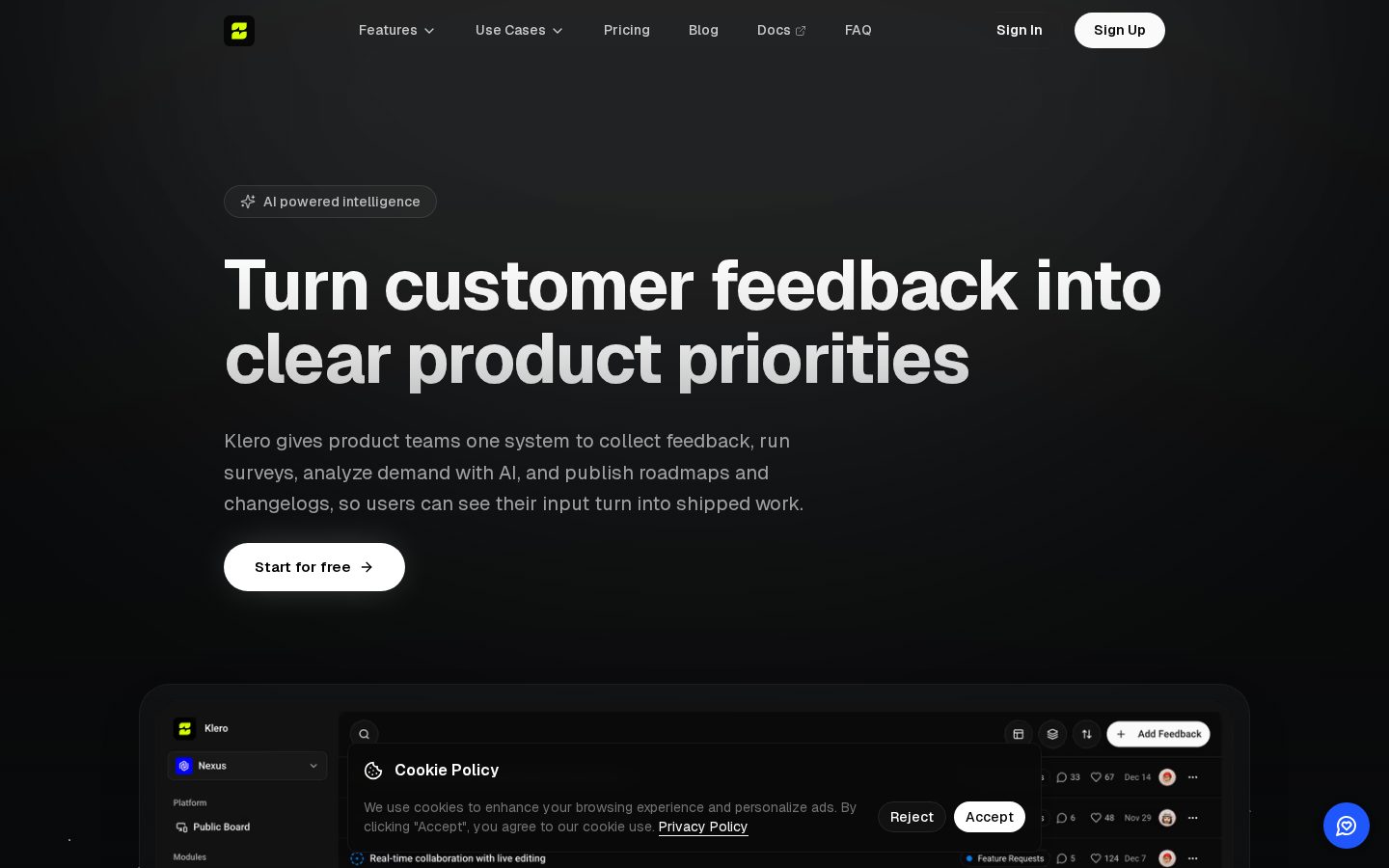 Klero.ai Homepage