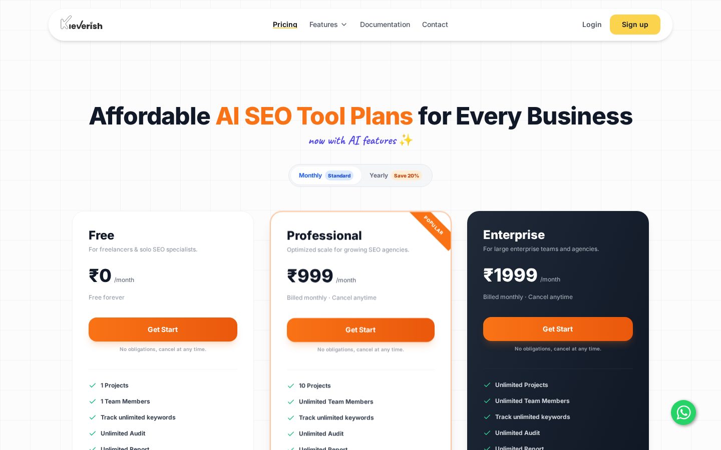 Kleverish SEO Tool Pricing