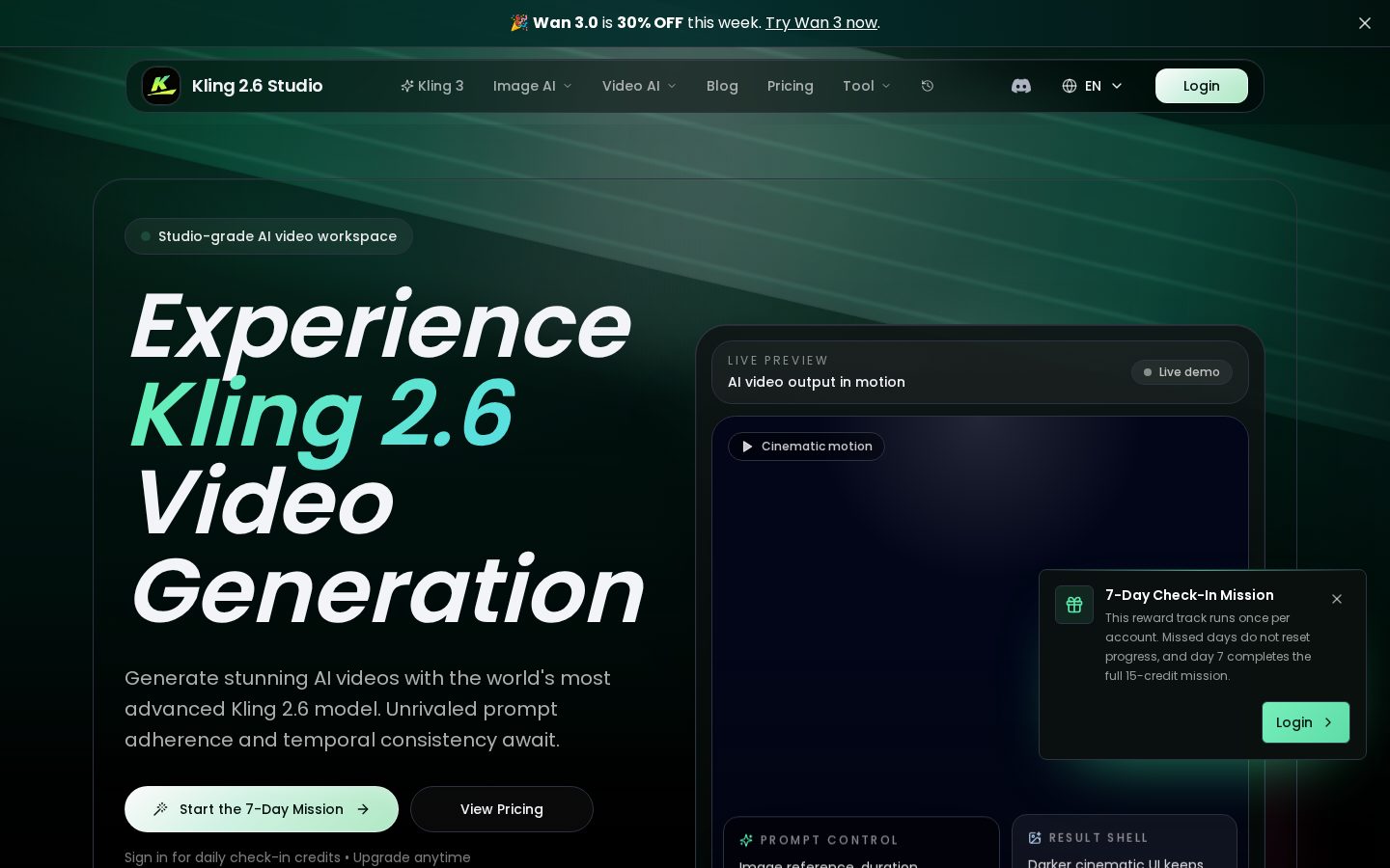 Kling 2.6 Homepage