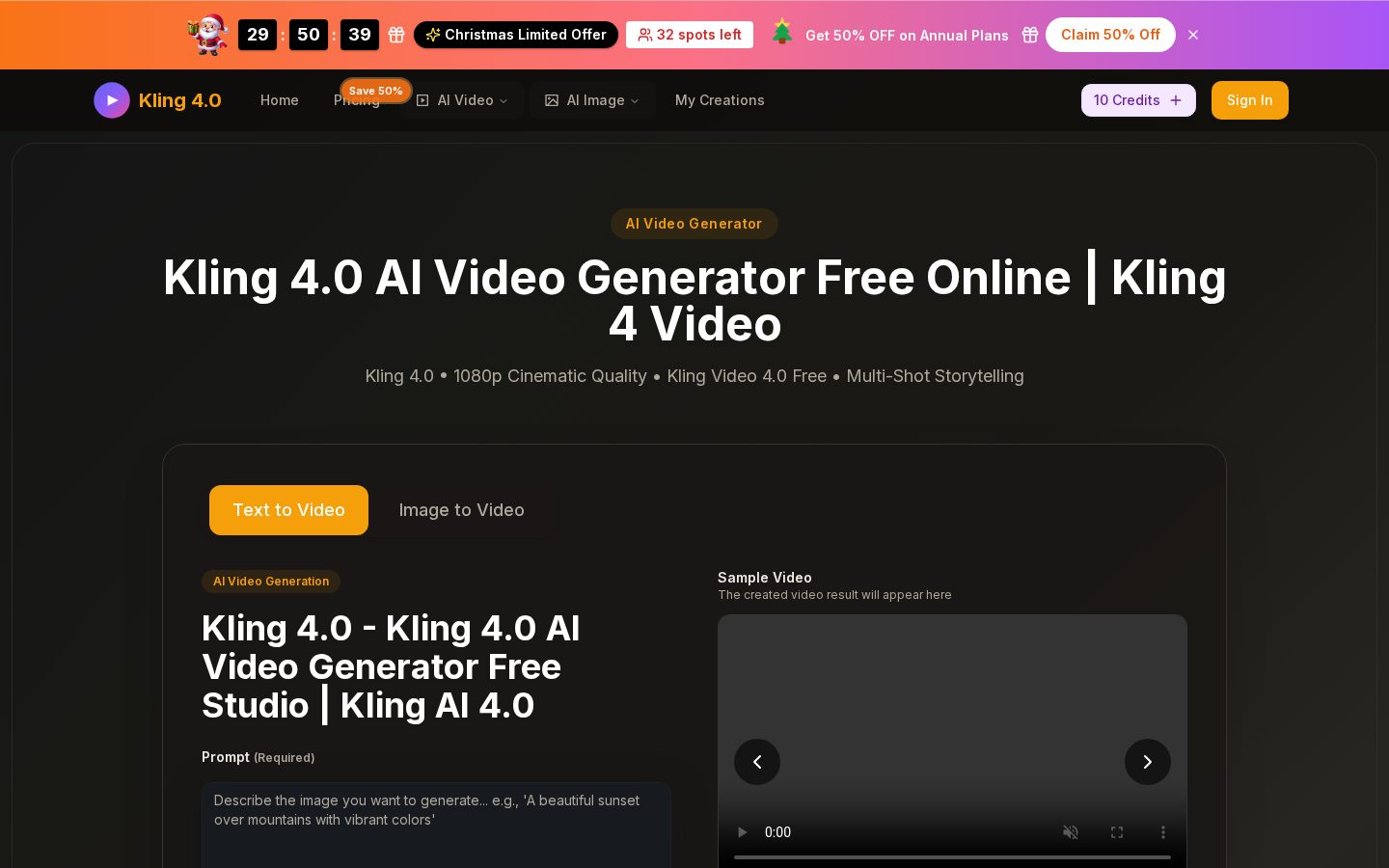 kling 4.0 Homepage