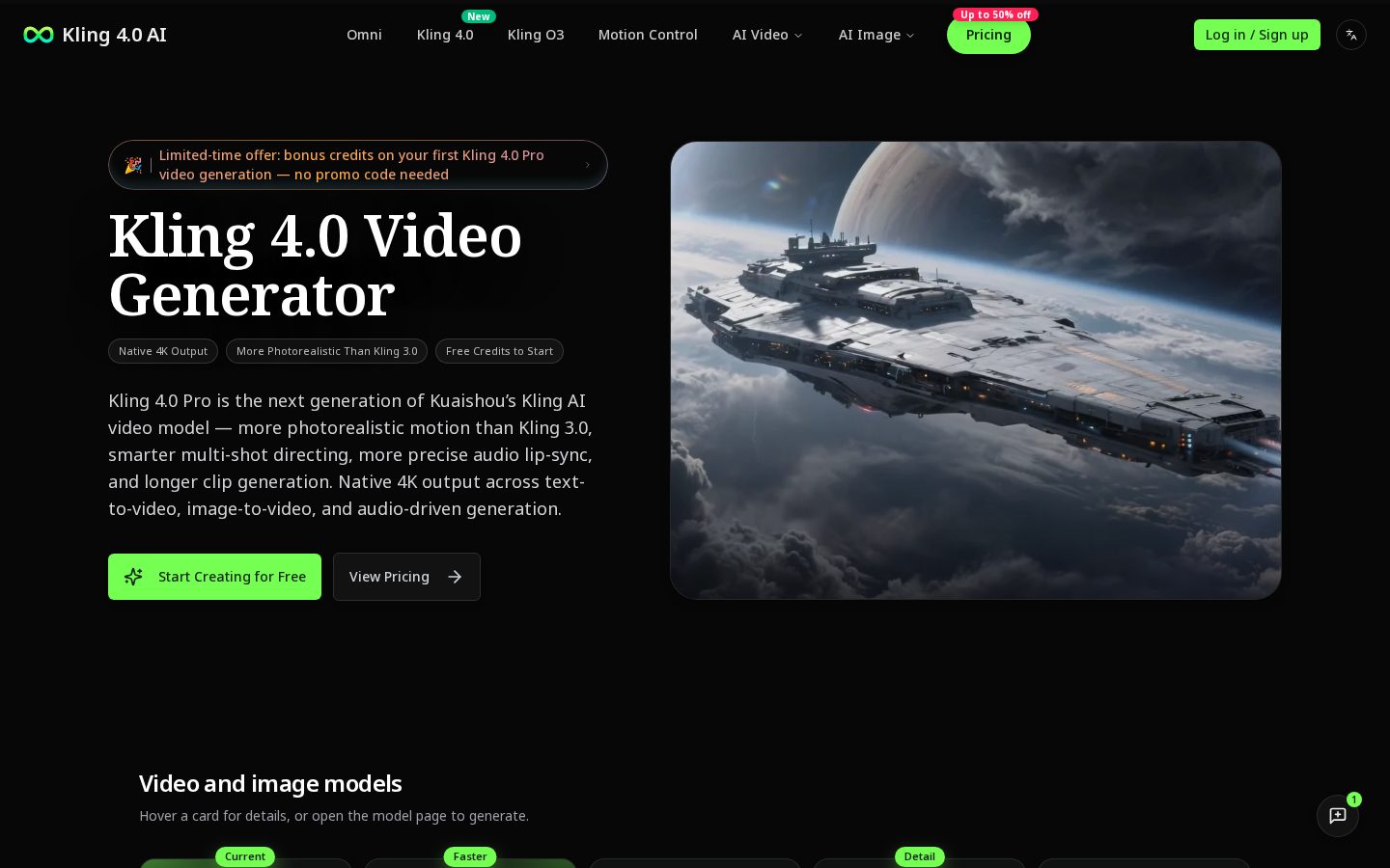Kling 4.0 Pro Homepage