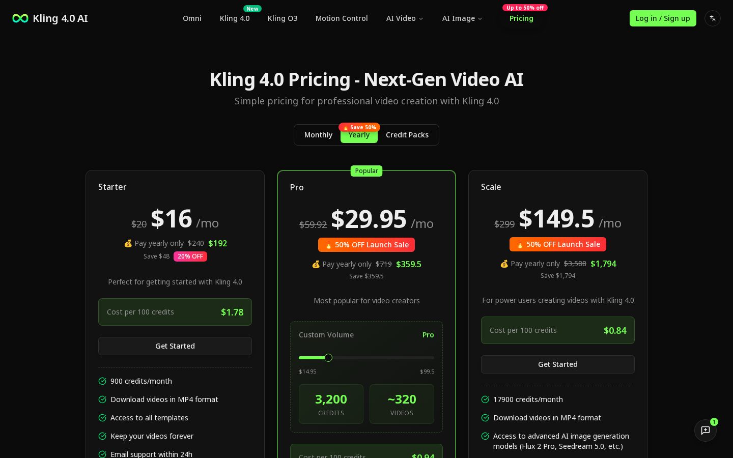 Kling 4.0 Pro Pricing