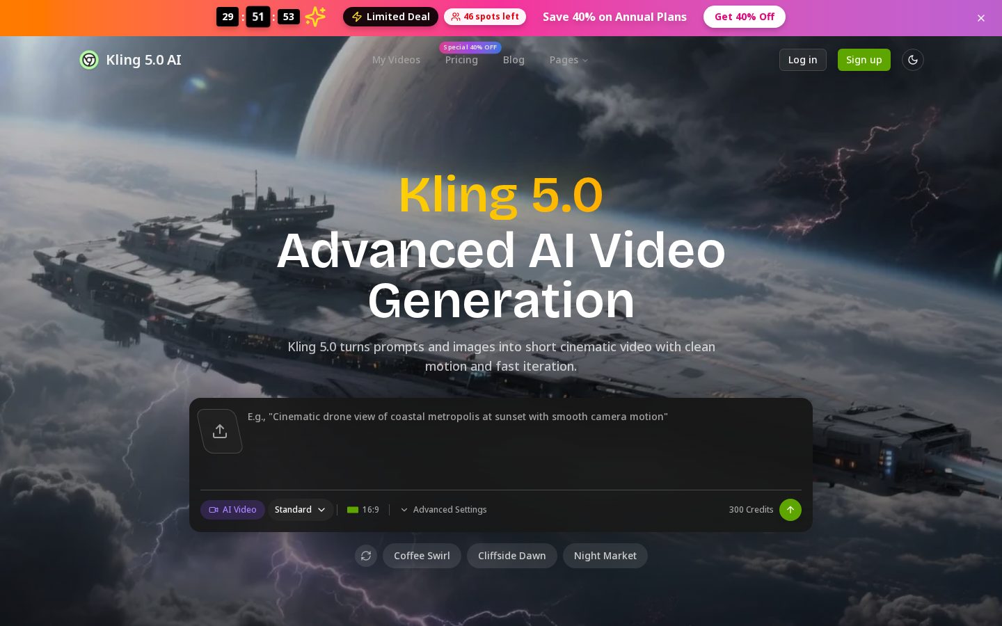 Kling 5.0 AI Homepage