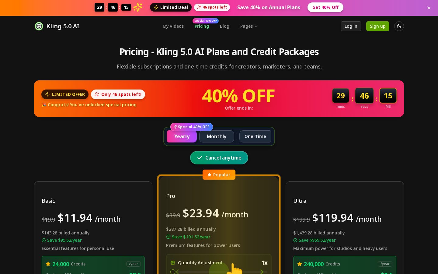 Kling 5.0 AI Pricing
