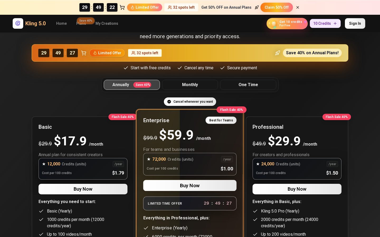 kling 5.0 Pricing