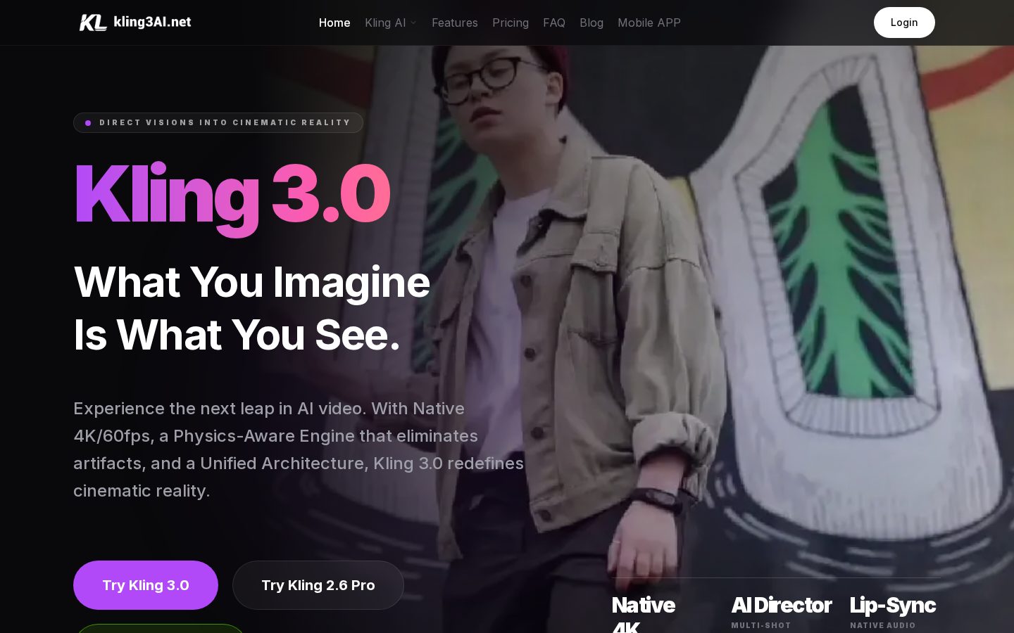 Kling AI 3.0 Homepage