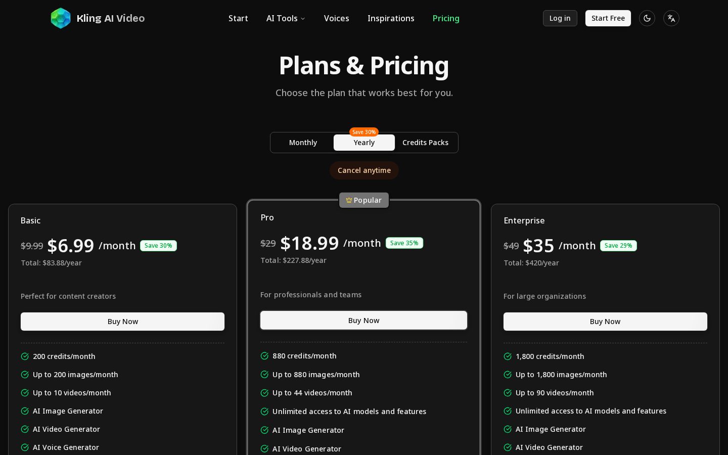 Kling AI Video Pricing