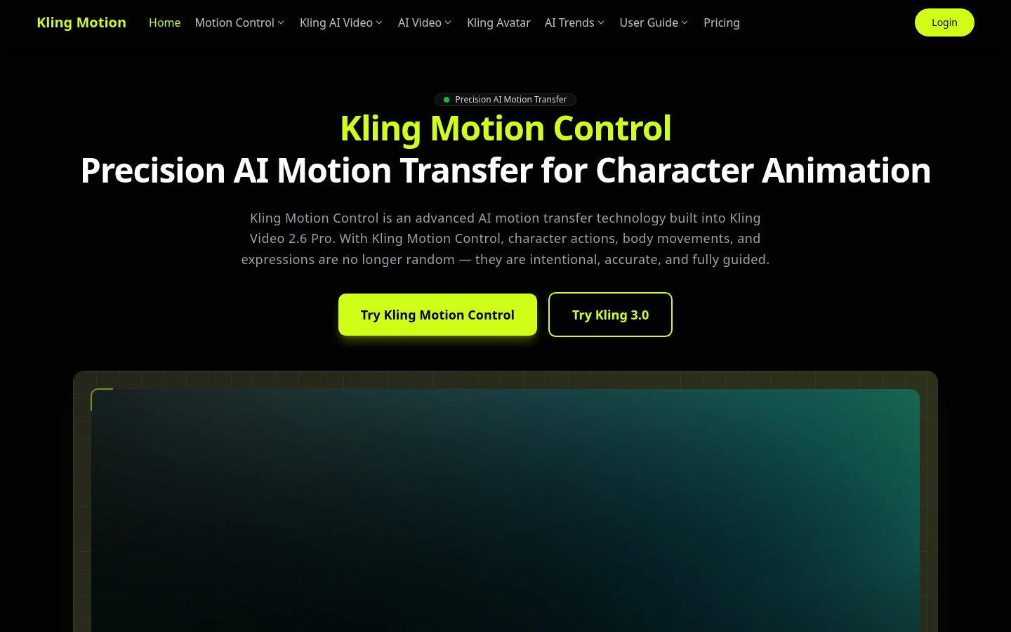 Kling Motion Control Homepage