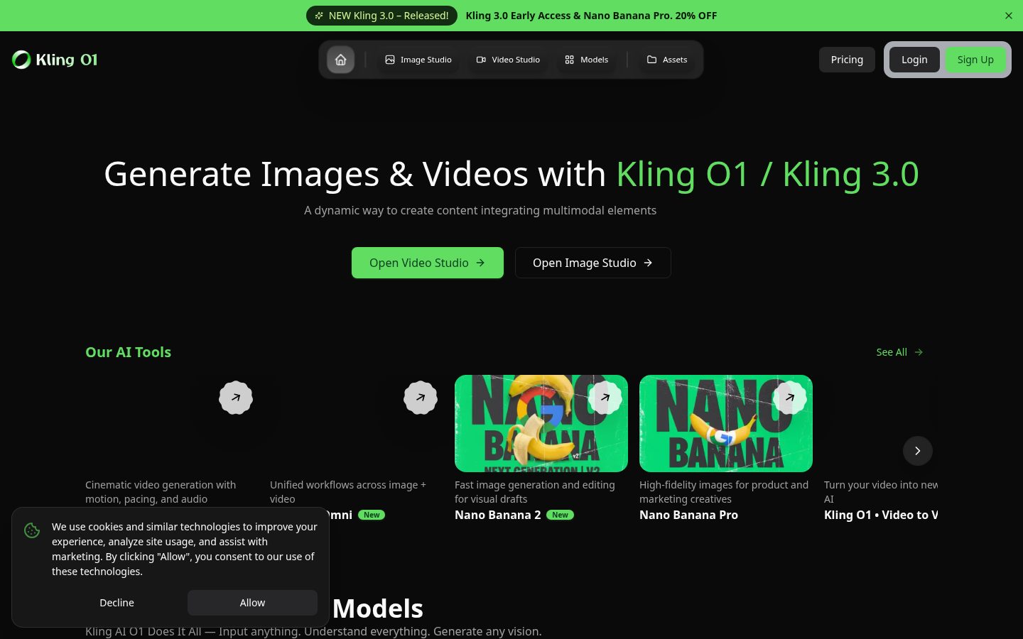 Kling O1 Homepage