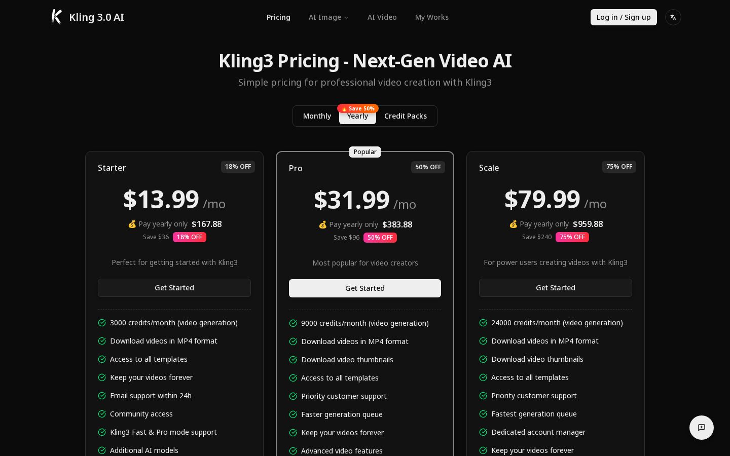 Kling3 Pricing