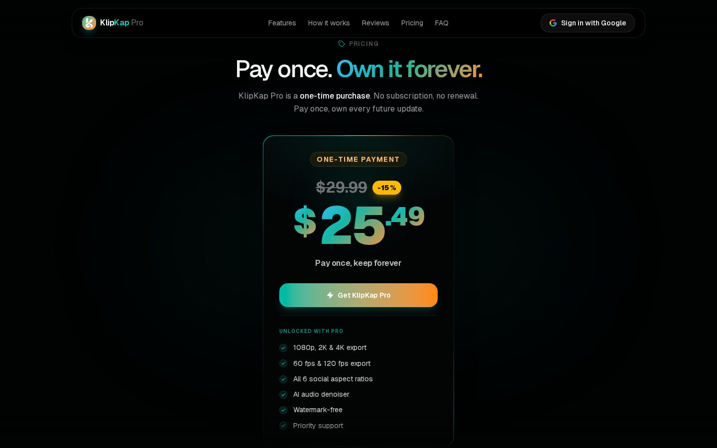 KlipKap Pro Pricing