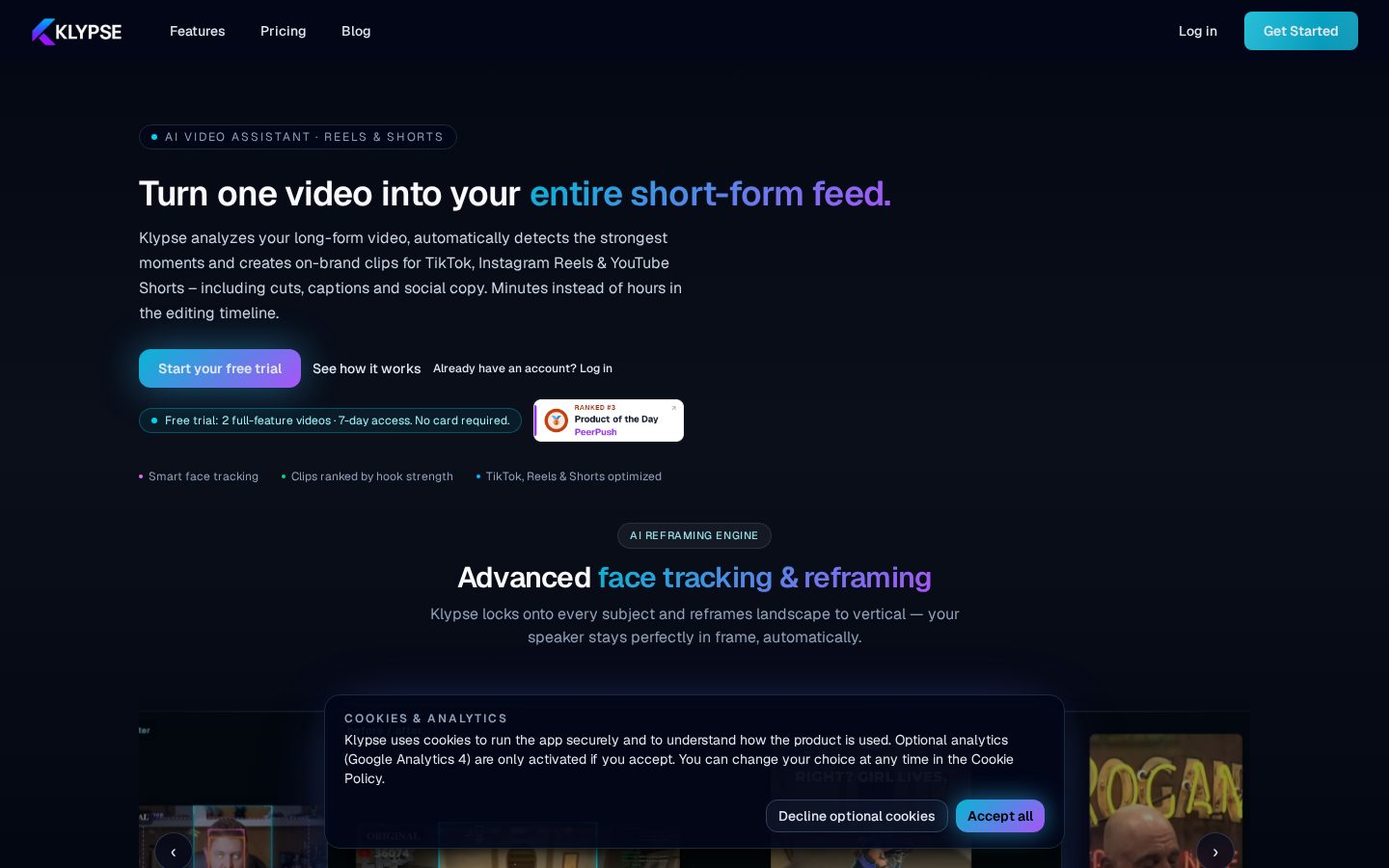 Klypse.app Homepage