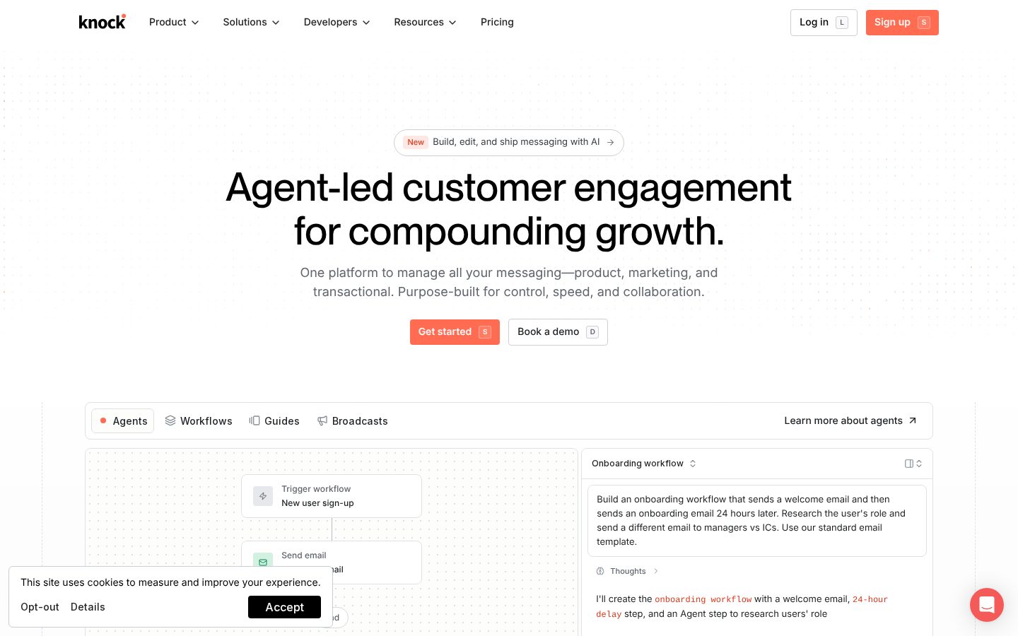 Knock agent for Slack Homepage