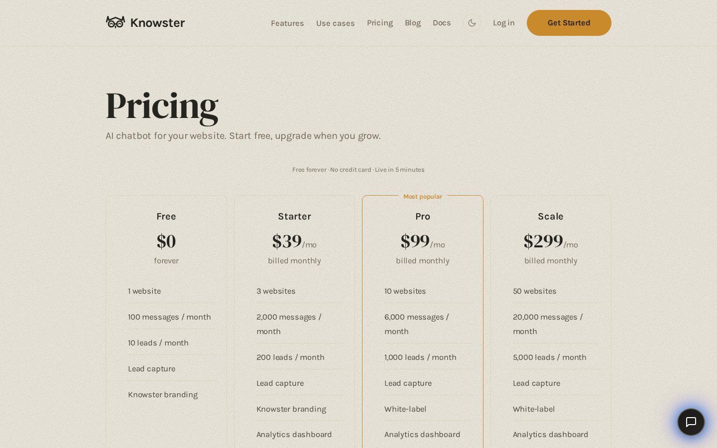 Knowster Pricing