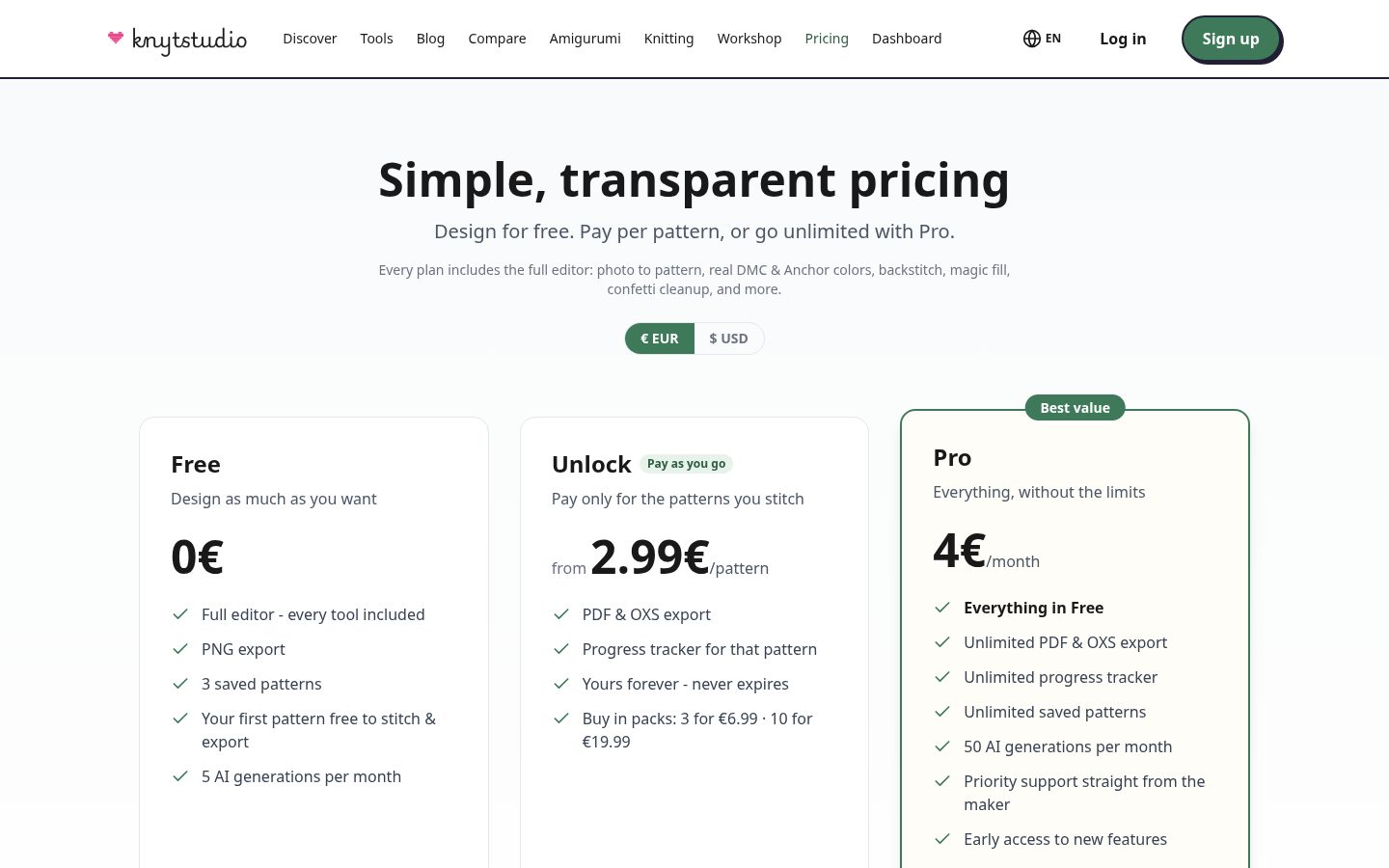 Knytstudio Pricing