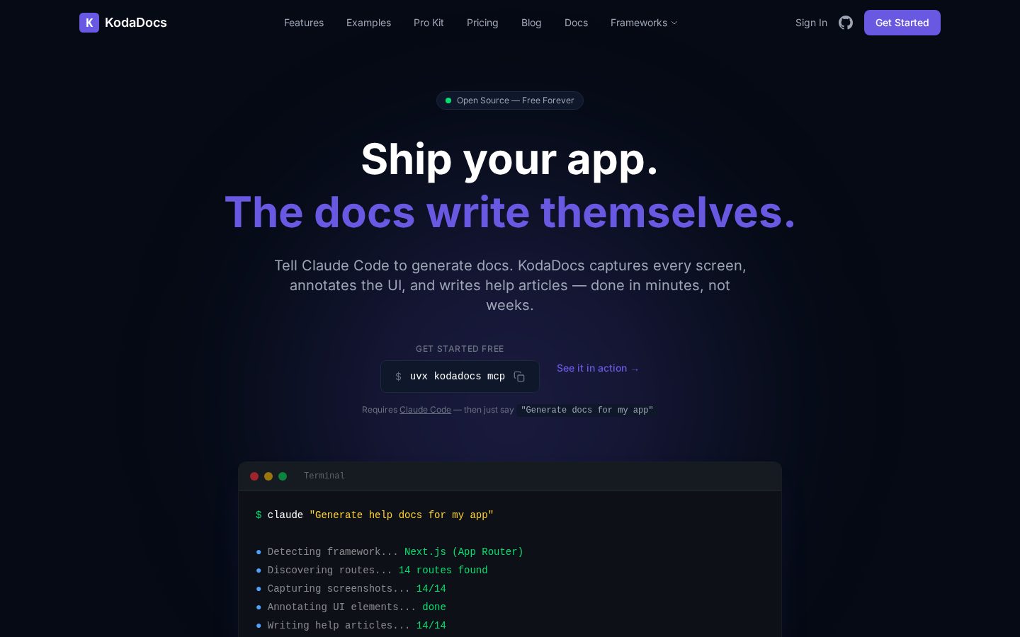 Kodadocs Homepage