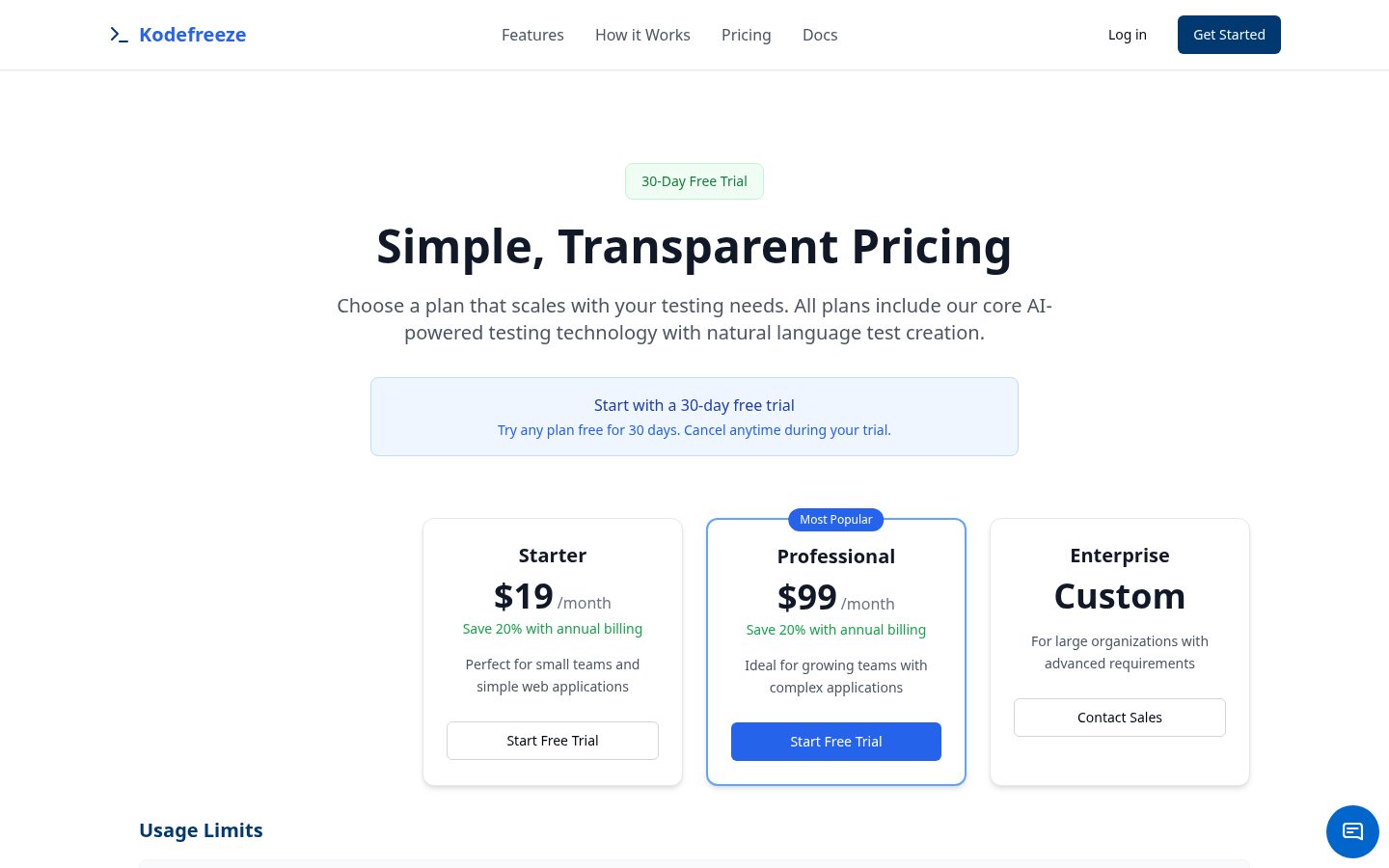 Kodefreeze Pricing