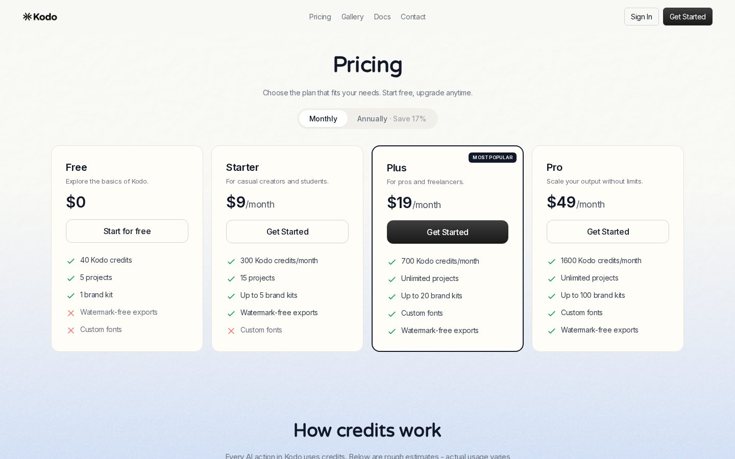 Kodo Pricing