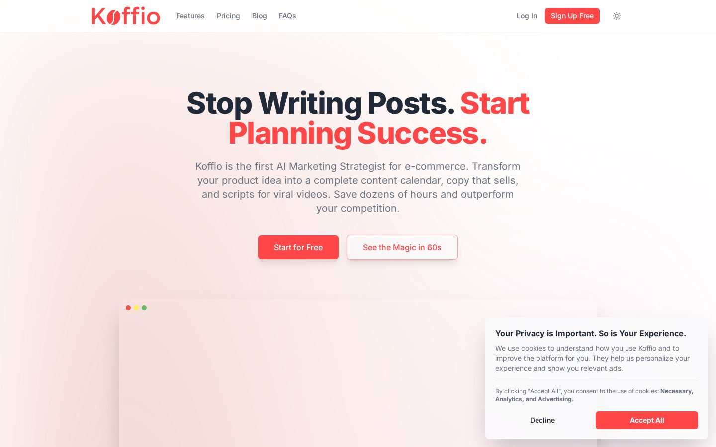 Koffio AI Homepage
