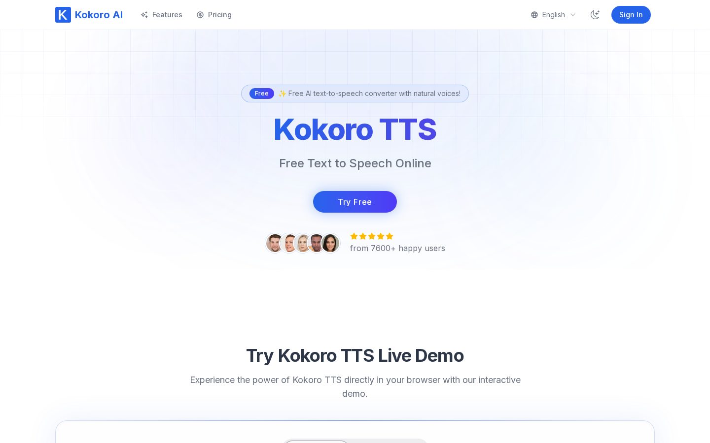 Kokoro TTS Homepage