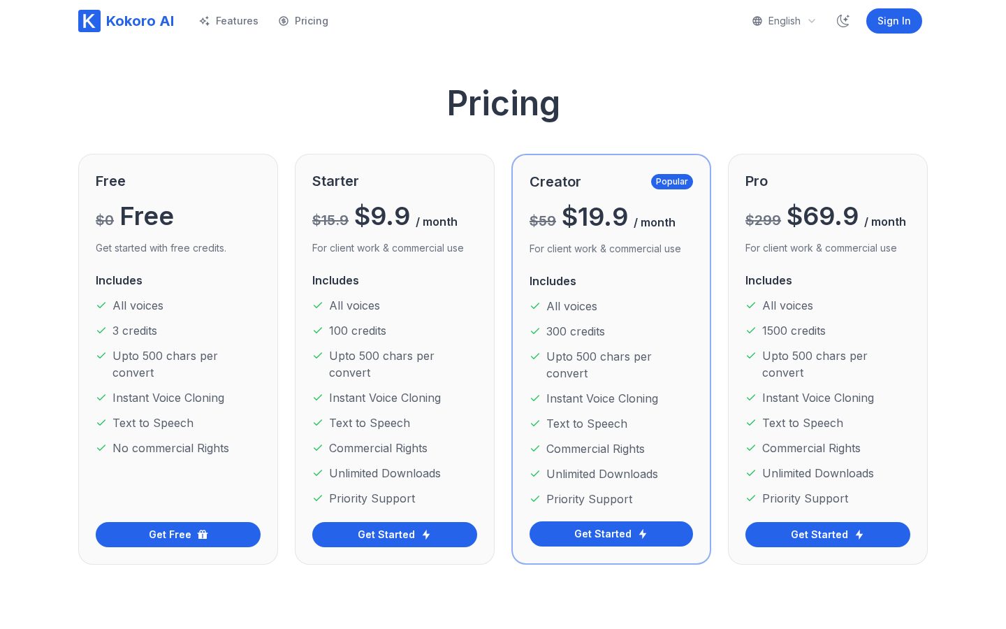 Kokoro TTS Pricing